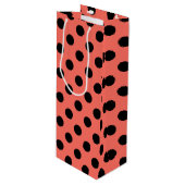 黒い水玉模様オンリビングサンゴ ワインギフトバッグ (正面アングル)