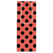 黒い水玉模様オンリビングサンゴ ワインギフトバッグ (正面)