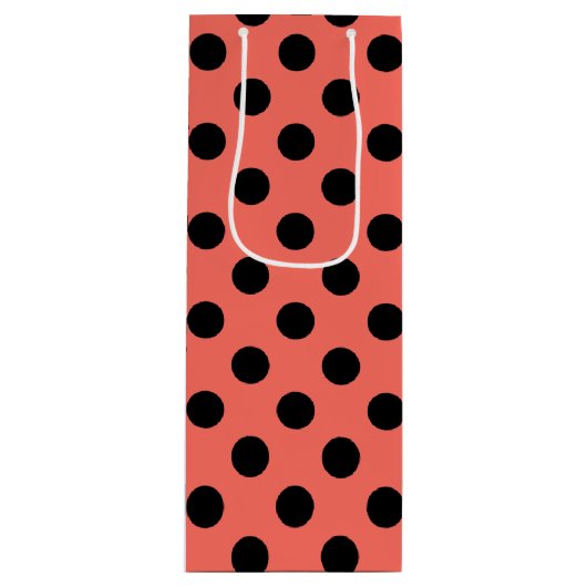 黒い水玉模様オンリビングサンゴ ワインギフトバッグ (正面)