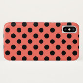 黒い水玉模様オンリビングサンゴ Case-Mate iPhoneケース (裏面(横))