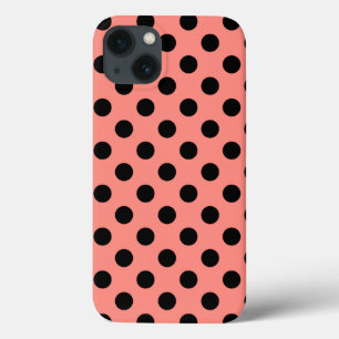 黒い水玉模様オン桃ケースメイトiPhoneケース iPhone 13ケース