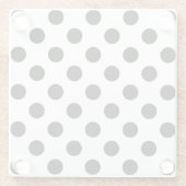 黒い水玉模様オン白 ガラスコースター (裏面)