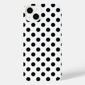 黒い水玉模様オン白 iPhoneケース (裏面)