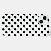 黒い水玉模様オン白 iPhoneケース (裏面横)