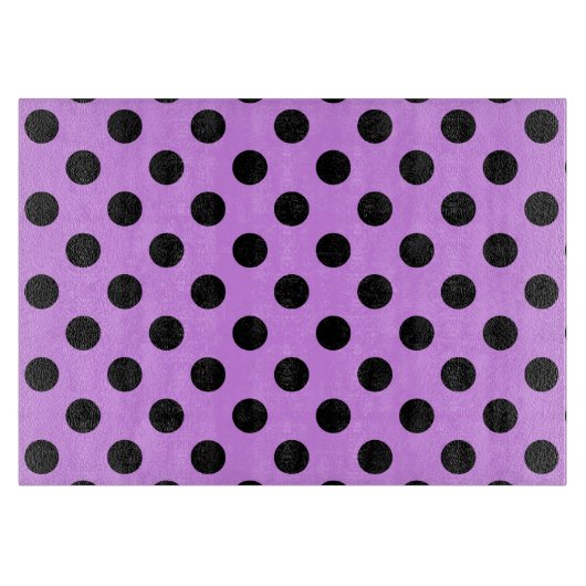 黒い水玉模様オン薄紫 カッティングボード (正面)