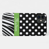 黒い水玉模様ゼブラストライプグリーン名 Case-Mate iPhoneケース (裏面(横))