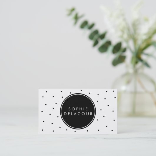 黒い水玉模様 |ビジネスモダンカード 名刺 (スタンド正面)
