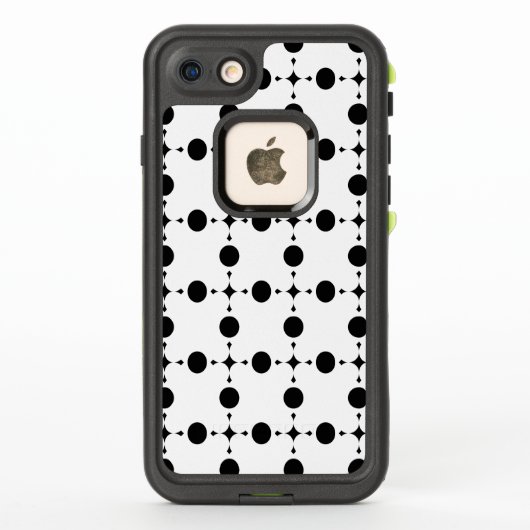 黒い水玉模様、水玉パターン、ドット、ドット柄 LifeProof iPhoneケース (裏面)