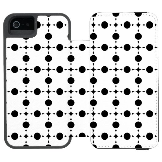 黒い水玉模様、水玉柄、ドット、ドット柄 INCIPIO iPhoneウォレットケース (フォリオ Open)