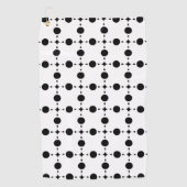 黒い水玉模様、水玉模様パターン、ドット点々のある、 ゴルフタオル (正面)