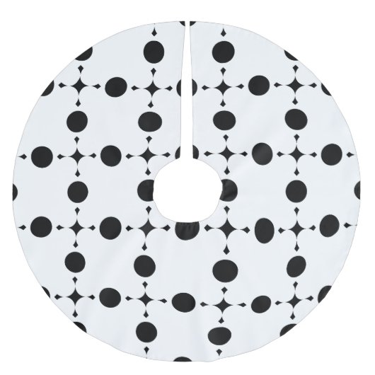 黒い水玉模様、水玉模様パターン、ドット点々のある、 ブラッシュドポリエステルツリースカート (正面)