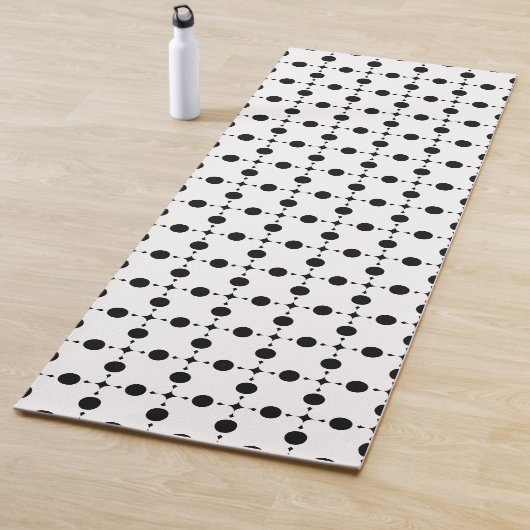 黒い水玉模様、水玉模様パターン、ドット点々のある、 ヨガマット (インサイチュ)