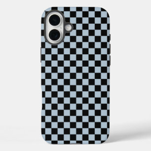 黒い氷の市松模様 iPhone 16 PLUSケース