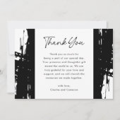 黒い汚れたモダンブラシ結婚の写真 サンキューカード (正面)