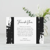 黒い汚れたモダンブラシ結婚の写真 サンキューカード (スタンド正面)