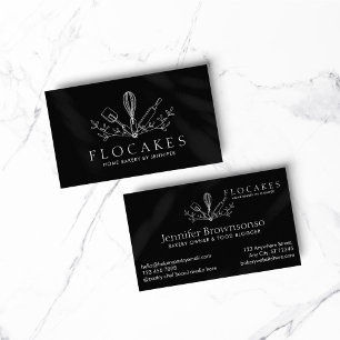 黒い泡立て器 パティシエ 自宅パン屋 カフェ ペストリー 名刺