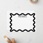 黒い波が縁どありがとう ノートカード (正面/裏面インサイチュ)