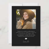 黒い波状フレーム卒業ありがとう 案内状 (裏面)