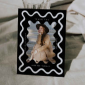 黒い波状フレーム卒業ありがとう 案内状