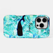 黒い泳ぐクジラ 青 iPhoneケース (裏面横)