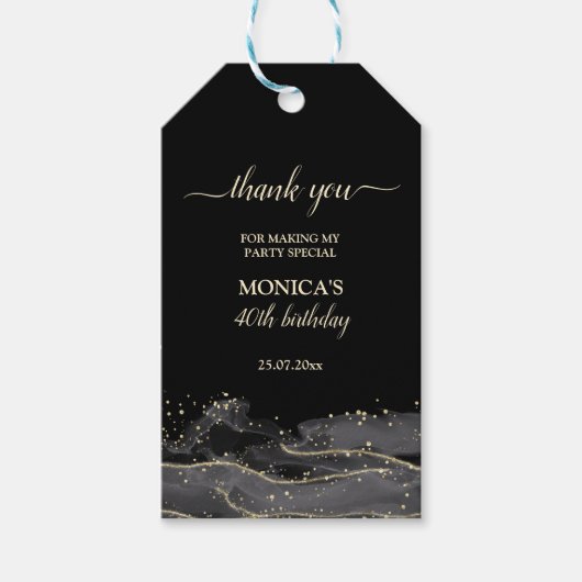 黒い浮気の誕生日パーティーのエレガント好意 ギフトタグ (正面)