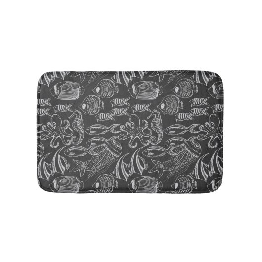 黒い海模様 バスマット (正面)
