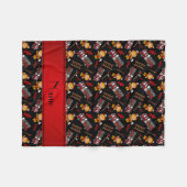 黒い消防車パーソナライズされたのトラックはしご名を付ける フリースブランケット (正面(横))