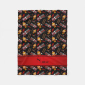 黒い消防車パーソナライズされたのトラックはしご名を付ける フリースブランケット (正面)