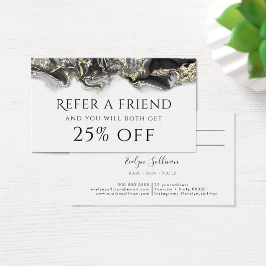 黒い液体の大理石紹介カード (デスク)