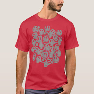 黒い液体スワールを溶かす美学グレーパターン Tシャツ