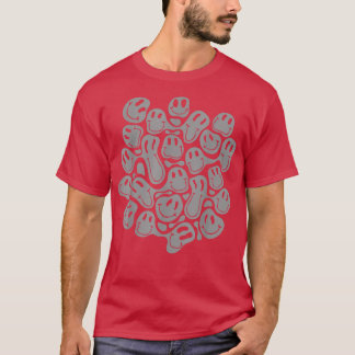 黒い液体スワールを溶かす美学グレーパターン Tシャツ