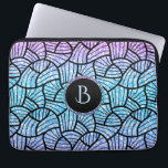 黒い渦巻きパターンカラフルグリッタープリント ラップトップスリーブ<br><div class="desc">抽象芸術モダンブラック渦巻形のシームレスパターンのカラフルグリッターとキラキラプリント。ピンクの緑と青のグラデーションのトーングリッター。カスタマイズ可能なモノグラム</div>