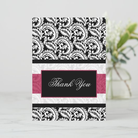 黒い渦巻きピンクのサンキューカード サンキューカード (スタンド正面)