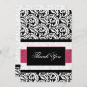 黒い渦巻きピンクのサンキューカード サンキューカード (正面/裏面)