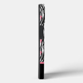 黒い渦巻き上の小さなピンクとグレーのバラパターン Case-Mate iPhoneケース (裏面 / 右)