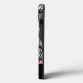 黒い渦巻き上の小さなピンクとグレーのバラパターン Case-Mate iPhoneケース (裏面 / 左)