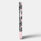 黒い渦巻き上の小さなピンクとグレーのバラパターン Case-Mate iPhoneケース (裏面 / 左)