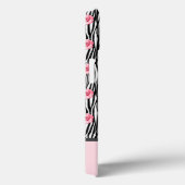 黒い渦巻き上の小さなピンクとグレーのバラパターン Case-Mate iPhoneケース (裏面 / 右)