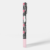 黒い渦巻き上の小さなピンクとグレーのバラパターン Case-Mate iPhoneケース (裏面 / 右)