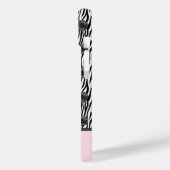 黒い渦巻き上の小さなピンクとグレーのバラパターン Case-Mate iPhoneケース (裏面 / 左)