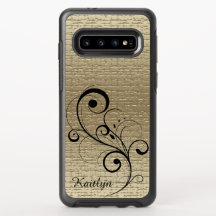 黒い渦巻き金ゴールドテクスチパーソナライズされたャ