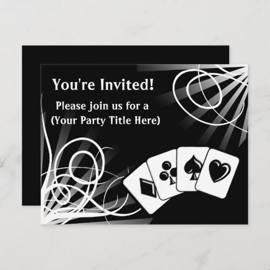 黒い渦巻のカスタムの招待状 招待状 (正面/裏面)
