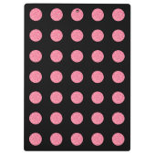 黒い渦巻形の背景にピンクの水玉模様 クリップボード (裏面)