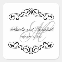 黒い渦巻結婚き模様のロゴ スクエアシール