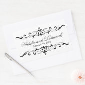 黒い渦巻結婚き模様のロゴ 長方形シール (封筒)