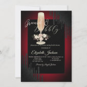黒い滴り、ガラス、バラ、赤いブランチ&バブリー 招待状 (正面)