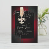 黒い滴り、ガラス、バラ、赤いブランチ&バブリー 招待状 (スタンド正面)