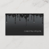 黒い滴下グリッターの背景 名刺 (正面)