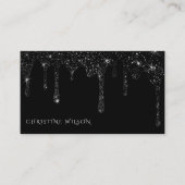 黒い滴下グリッター名刺 名刺 (正面)