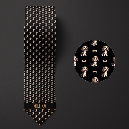 黒い漫画のビーグル ネクタイ